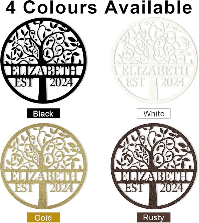Personalized Metal Tree of Life Wall Sign | Custom Family Name Sign | Outdoor Balcony Decor | Wedding Housewarming Gift