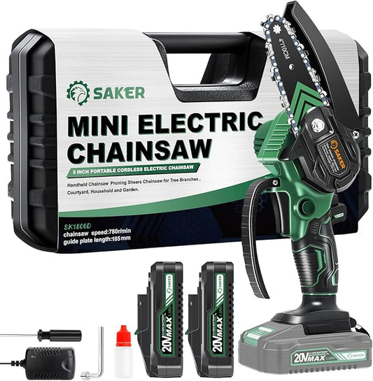 Saker Mini Chainsaw,2026 New Upgrade Electric Chainsaws,Portable Chain Saw Cordless Battery Powered,Small Handheld Chain Saws Pruning Shears Saw for Wood Tree Branches,Courtyard and Garden