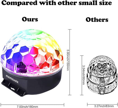 memzuoix Disco Ball Dj Strobe Light with 6 Colors, Sound Activated Big-Size Magic Stage Party Light with Remote Control, Halloween Decorations Bar Wedding Home Club (7'' Big Size)