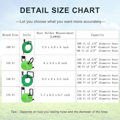 Metal Hose Reel,Hose Holder Hose Hanger Heavy Duty Hose Holders Wall Mount, Hook for Garden Hose/Expandable Hose/Water Hose/Pocket Hose/Flexable Hose(Hose Holder 150 Ft)