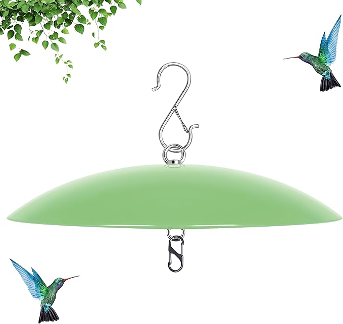 13" Bird Feeder Rain Guard, Hummingbird Feeders Shade Dome Cover, Hanging Baffle for Bird Feeder Pole,Smart Birds Feeder's Umbrella(Light Green), 1 Pack