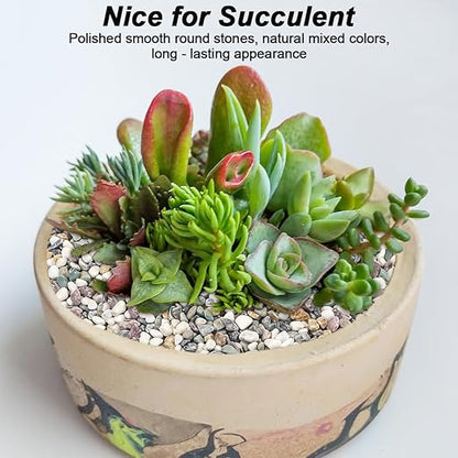 River Rocks,Landscaping Pebbles,Decorative Ornamental Pebbles,Garden Landscaping Stones,Gravel Filler for Home Decoration Flower Bed Fish Tank Plants Vases Succulents (Natural, 5 Pounds)