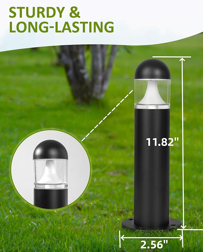 2 Pack Low Voltage Landscape Pathway Lights, 12V LED Bollard Light IP67 Waterproof, Outdoor Driveway Walkway Wired Lights (Included Connector and Stakes) - Yard Garden Lawn,2700K Warm White