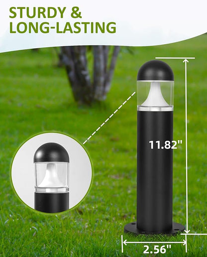 12 Pack Low Voltage Landscape Pathway Lights Wired, Outdoor Modern 12V LED Bollard Lights for Driveway Garden Walkway Yard Lawn (Included Connector), 2700K Warm White Waterproof, Black