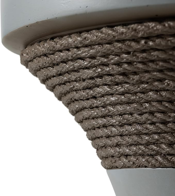 SUNBURY Concrete Side Table, 18" W Outdoor Side Table for Patio, Outdoor Accent Table w Faux Hemp Rope Design, Patio Side Table End Table in Dark Gray, Garden Stool for Pool, Deck, Yard