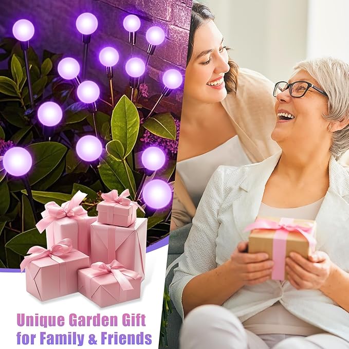 NBQQ Solar Garden Lights Outdoor, Waterproof Solar Powered Lights for Yard Pathway Patio, Swaying Lawn Decor as Gardening Gifts for Women Holiday (Purple, 4 Pack)