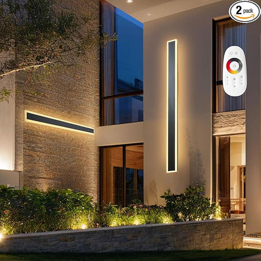 VEVOR Outdoor Wall Lights, 2 Pack, 59.1 Inch Long Strip Modern Exterior Wall Sconce Light Fixtures, 2700K-6000K, IP65 Waterproof Anti-Rust, Dimmable Outside Wall Mount Lighting, for House Porch Garage