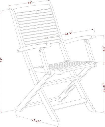 East West Furniture SEHD3CANA 3 Piece Patio Bistro Sets Wood Table Set Contains a Square Outdoor Acacia Wood Coffee Table and 2 Folding Arm Chairs, 26x26 Inch, Natural Oil