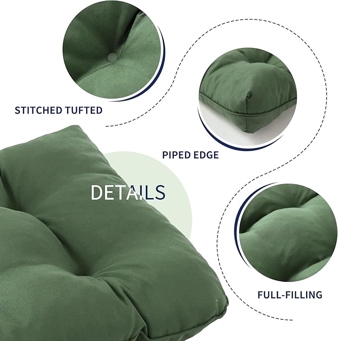 IPYNBAP Outdoor Bench Cushion, 59x18x5 Inch, Waterproof Bench Cushion for Outdoor/Indoor Furniture, Tufted Patio Bench Seat Cushion, Fade Resistant Outdoor Cushions for Porch Swing Couch, Dark Green