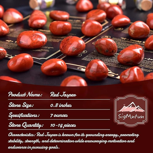 Polished Stone Set Red Jasper Crystals, 0.8" Handpicked Tumbled Gemstones Rocks, Pebbles for Reiki, Chakra, Healing, Home Decor