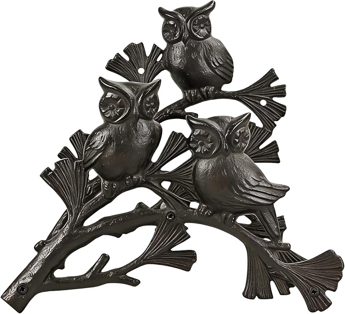 Owl Decorative Hose Holder – Decorative Cast Iron Garden Hose Hanger for Outside Wall, Heavy Duty Vintage Hose Reel for Patio, Yard, or Villa (garden hose holder)