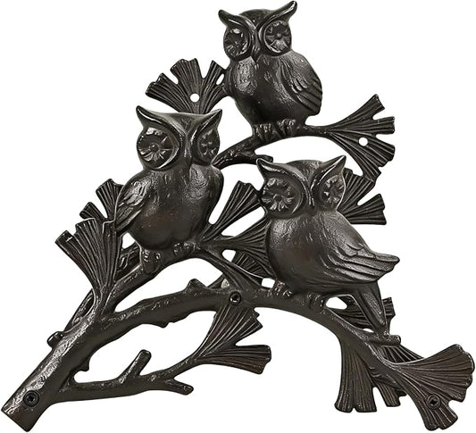 Owl Decorative Hose Holder – Decorative Cast Iron Garden Hose Hanger for Outside Wall, Heavy Duty Vintage Hose Reel for Patio, Yard, or Villa (garden hose holder)