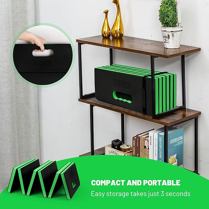 Foldable Extra Thick Kneeling Pad, 44.9 * 15.8 * 0.9" Portable EVA Foam Knee, Pads for Garage, Gardening, Yardwork, Workshop, Green & Black