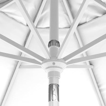 California Umbrella 5-Year-Non-Fading, 9Ft Premium Patio Umbrella, Hand-Crank, Button-Tilt, White Frame, Solution Dyed White Fabric