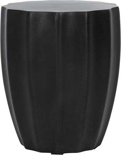 SAFAVIEH Outdoor Jaslyn Black Modern Concrete Round Accent Table