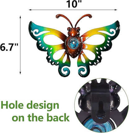 Garden Decor Clearance Metal Butterfly Wall decor 3D Wall Art Hanging Sculpture for Patio Fence, Set of 3, 9 inch, Indoor Outdoor Gift for Family