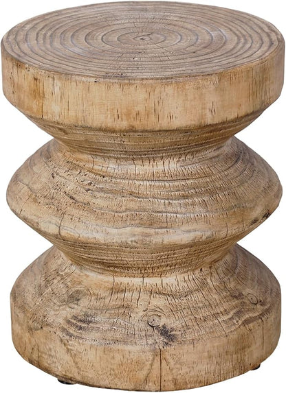 Afterglow Terrafab Material Outdoor Round Side Table, Natural Decorative Garden Stools, Unique End Table for Living Room Bedroom Patio Home Decor