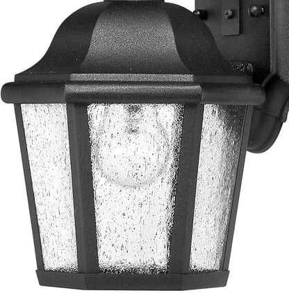 Hinkley Edgewater Small Wall Mount Outdoor Lantern - Estate Series, 1-Light, Aluminum, Clear Seedy Glass - Black Finish