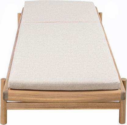 Christopher Knight Home Brolen Acacia Wood Chaise Lounge Chair Outdoor Set of 4, Patio Outdoor Chaise Lounge with Cushions, Adjustable Backrest Lounge Sofa, Wooden Sunbathing Pool Lounger, Teak+Beige