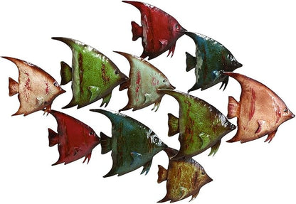 Deco 79 Metal Fish Home Wall Decor Indoor Outdoor Wall Sculpture, Wall Art 26" x 18" x 1", Multi Colored