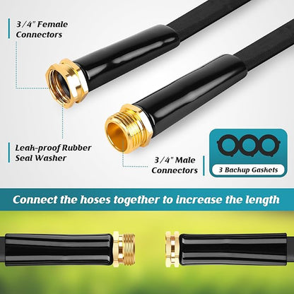 Itsonestep Garden Hose 100ft, 3/4GHT Non-Expanding Water Hose Lightweight, Flexible Garden Hose with 10 Function Nozzle, Kink-Free, Sturdy, High-Pressure, Abrasion Resistant Hoses for Yard, Garden