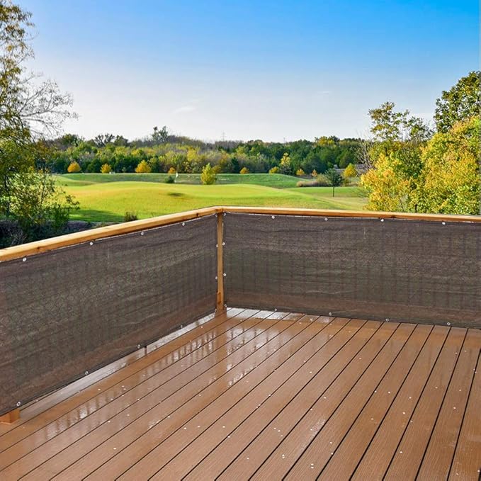 Alion Home© Elegant Privacy Screen Fence Mesh Windscreen for Backyard Deck Patio Balcony Pool Porch Railing 3 FT Height Brown/Mocha (3'x7')