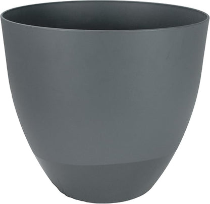 The HC Companies 11.5 Inch Topanga Decorative Round Planter - Lightweight Premium Resin Plant Pot with a Ceramic Look for Indoor Outdoor Use, Slate Blue Swoop