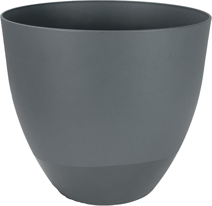 The HC Companies 13 Inch Topanga Decorative Round Planter - Lightweight Premium Resin Plant Pot with a Ceramic Look for Indoor Outdoor Use, Slate Blue Swoop