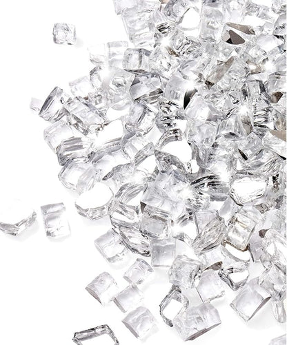 GASPRO 10 lbs Clear Fire Glass for Fire Pit Table, Reflective Gas Fireplace Glass Rocks, Gorgeous, 1/2 Inch
