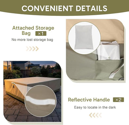 COWVIE Rectangular Outdoor Furniture Cover for Sectional Sofa Set, 600D Waterproof Patio Set Cover for Lawn General Purpose Table and Chairs, 112''L x 84''W x 32''H