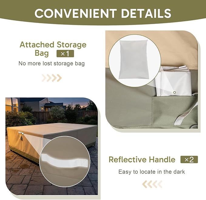 COWVIE Rectangular Outdoor Furniture Cover for Sectional Sofa Set, 600D Waterproof Patio Set Cover for Lawn General Purpose Table and Chairs, 126''L x 88''W x 32''H