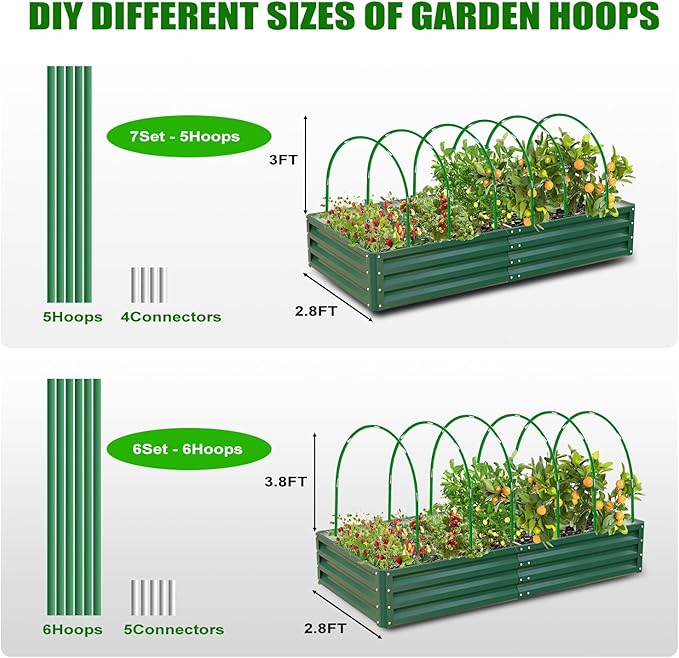 Garden Mesh Netting Kit, 2 Pack 10x30FT White Ultra Fine Netting & 8FT Fiberglass Garden Hoops, Garden Netting with Frame for Raised Beds, Garden Hoops and Netting for Row Cover, Plant Insect Barrier