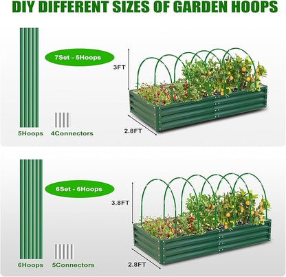 Garden Mesh Netting Kit, 2 Pack 10x30FT White Ultra Fine Netting & 8FT Fiberglass Garden Hoops, Garden Netting with Frame for Raised Beds, Garden Hoops and Netting for Row Cover, Plant Insect Barrier