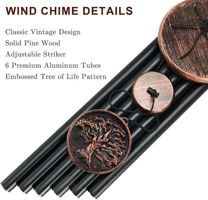 Memorial Wind Chimes for Outside, Sympathy Gifts for Loss of Loved One, Memorial Gift for Loss of Mom Dad Grandparent, Vintage Tree of Life Deep Tone Windchimes Outdoor (DIY 34" Tree of Life)