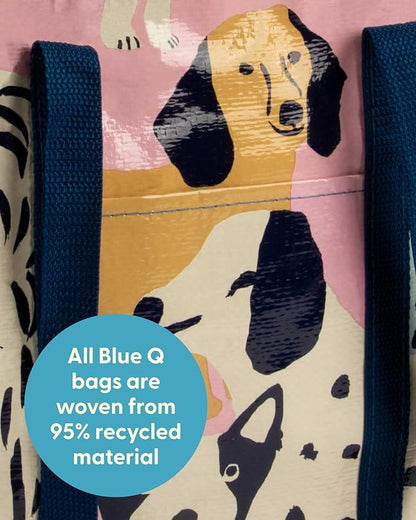 Blue Q Reusable Shoulder Tote Bag – Carry Everywhere Bag with a Hefty Zipper, Durable, Fun Design, 95% Recycled Material