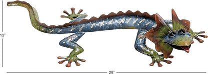 Deco 79 Metal Lizard Home Wall Decor Indoor Outdoor Wall Sculpture, Wall Art 13" x 5" x 28", Green