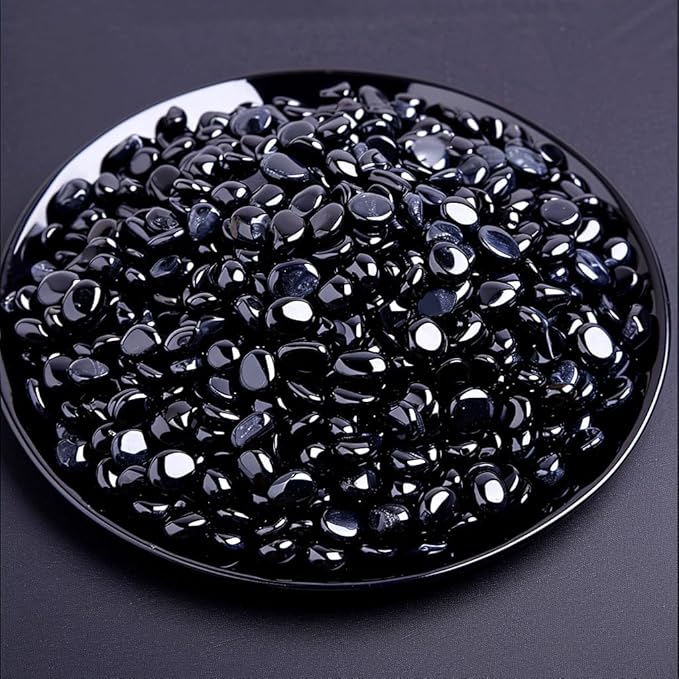 Polished Obsidian Crystal Chips 200 Pcs - 0.3" 10 oz Tumbled Stone Chips Crushed Sea Glass Stones Healing Reiki Crystal Making Home Decoration