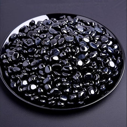 Polished Obsidian Crystal Chips 200 Pcs - 0.3" 10 oz Tumbled Stone Chips Crushed Sea Glass Stones Healing Reiki Crystal Making Home Decoration