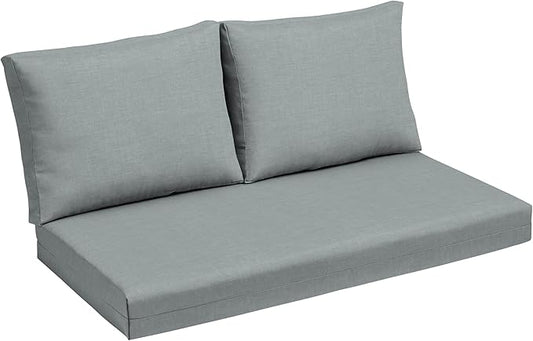 Arden Outdoor Loveseat Cushion Set, 48 x 24, Water Repellent, Fade Resistant, Cushion Set for Couch, Bench, and Swing, Stone Grey Leala