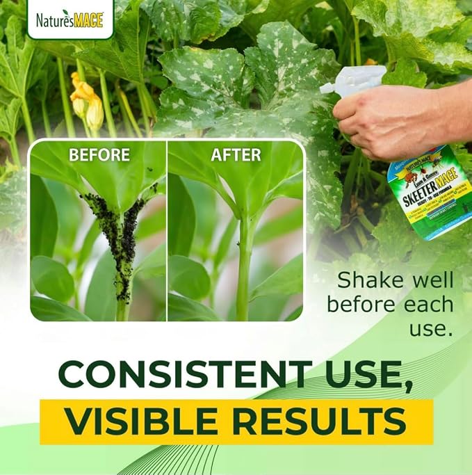 Nature’s MACE Skeeter Pest Repellent Spray - Safe for Pet and Plants, Outdoor Repellent Pest Control, Yard Protection Insect and Spider Barrier Treatment Essential Oil Formula Fresh Scent - 40oz