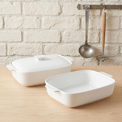 10" x 7" Casserole Dish 1.7 Quart Ceramic Bakeware Set with Lids, Chip and Crack Resistant Ceramic Casserole Dish with Handle 11.6 In, Microwave, Dishwasher, Oven, Freezer and Fridge Safe