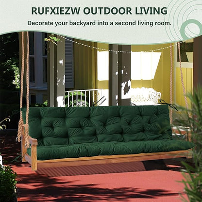 2/3 Seater Swing Replacement Cushion, Waterproof Porch Swing Cushions with Backrest, Thickened Bench Cushions for Outdoor Furniture, for Outdoor Patio Swing (Dark Green, 71 * 40in)