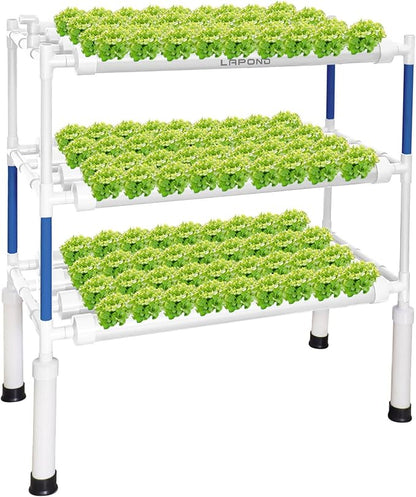Upgraded Hydroponics Growing System Kit,108 Plant Sites 3 Layers Food-Grade PVC-U Pipes Hydroponic Grow Kit Gardening System for Vegetables,Flowers,Fruits,Herbs