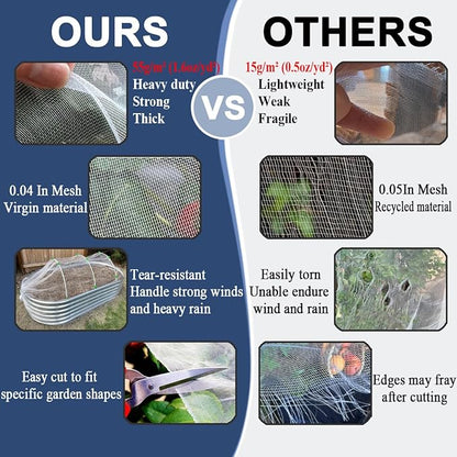 10X50Ft Garden Netting Pest Barrier – Ultra Fine Mesh Netting Plant Covers & Row Cover, Protects Vegetables, Fruits, Flowers from Mosquitoes, Insects, Birds, Deer & Squirrels