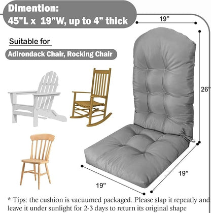 Adirondack Chair Cushion, Thick Indoor/Outdoor Rocking Chair Cushion with High Elasticity PP Cotton Water-Resistant Patio Furniture Cushions High Back Seat Pads for Porch Yard Lawn Chairs 44x19x4