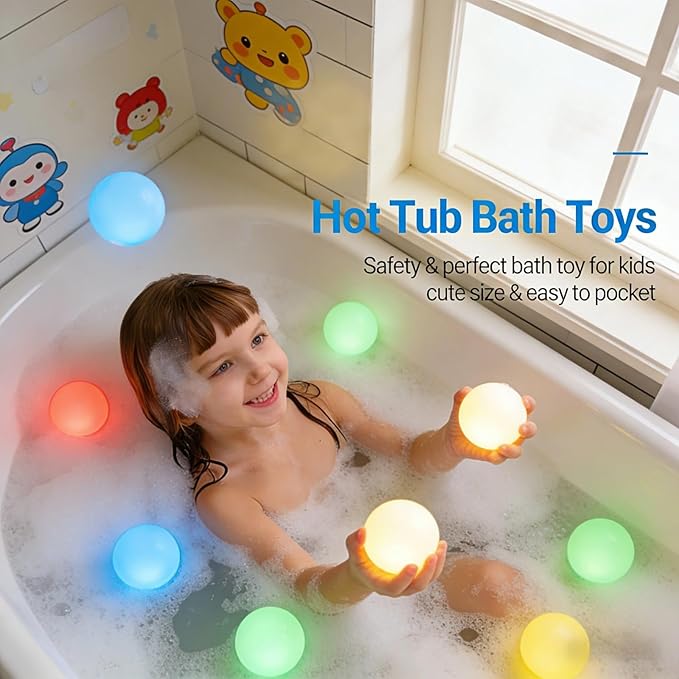 LOFTEK Floating Pool Lights, 3-Inch Rechargeable LED Balls, Color Changing Glowing Orb Sphere with Remote, 16 Color Orb Light for Indoor, Outdoor, Pool, Pond, Bathroom, Shower Decor, Gift (4 Pack)