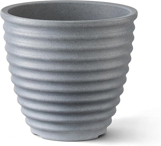 ARBORA 20" Ibiza Polyresin Indoor and Outdoor Planter with Stone Blend Concrete Gray Finish - Durable, Weatherproof, Lightweight, Large Plant Pot for Patio, Garden, Deck, Entryway