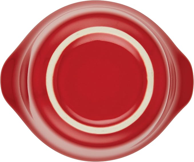 Rachael Ray Solid Glaze Ceramics Round Ramekins/Dipping Cup Set, 4 Piece, Red