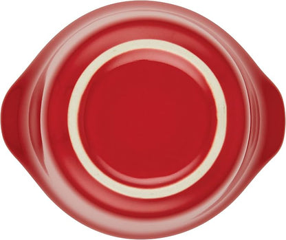 Rachael Ray Solid Glaze Ceramics Round Ramekins/Dipping Cup Set, 4 Piece, Red