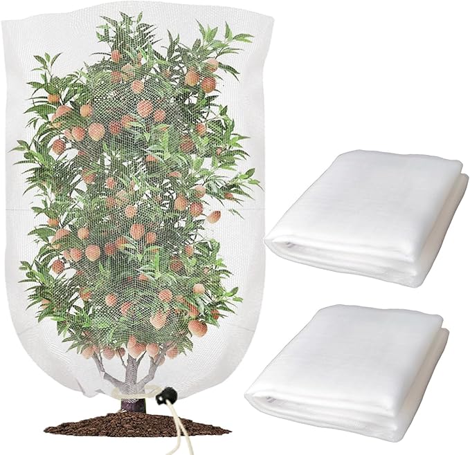 2pcs 5.6x6.3ft Garden Netting Bags with Drawstring Plant Mesh Cover Protect Vegetable Fruit Trees from Insect Birds